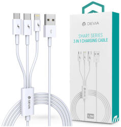 DEVIA Smart Series 3in1 10W Lightning/microUSB/Type-C - töltőkábel 1, 2 m - fehér - coolmobile