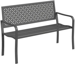 Aosom Kerti pad 2 személyes fém kerti pad háttámlával, időjárásálló, 127 cm 240 kg teherbírás