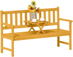 Aosom Fa kerti pad asztallal 149x56, 5x89 cm 2-3 személyes kerti pad, lehajtható középső asztallal, teak szín
