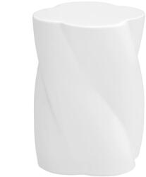 Aosom Kerámia kerti ülőke fedéllel Ø33x45 cm spirál mintás dekor hokedli, fehér 120 kg teherbírás időjárásálló kerti zsámoly