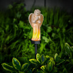 Garden of Eden Szolár angyalka - madárral - 1 melegfehér LED - műgyanta - 48 x 11 x 6, 5 cm Garden of Eden 13002C (13002C)