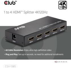 Club 3D - 1 to 4 HDMI Splitter 4K120Hz - CSV-1385 (CSV-1385)