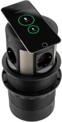 Fellowes Priza modulara Schuko, Filex Power Pop-Up Meeting, 4x 230V, 2x USB A+C, negru, Fellowes 681088