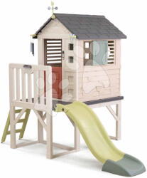 Smoby Căsuță pe piloni cu lampă pentru meteorologi House On Stilts Life Smoby cu tobogan și filtru de apă (SM810301-V) Casuta pentru copii