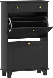 HomCom Dulap pentru pantofi îngust cu sertare cu uși basculante și raft reglabil, 60 x 23, 5 x 98, 5 cm, negru | Aosom Romania (837-387V80BK) Pantofar