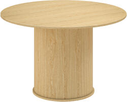 HomCom Masă de dining rotundă pentru 5 persoane, Ø 120 x 76 cm, masă de bucătărie cu bază cilindrică canelată, lemn natural | Aosom Romania (83A-489V81ND)