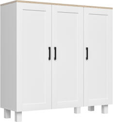 HOMCOM Bufet de Bucătărie din Lemn, Mobilier cu 3 Uși, Rafturi Reglabile, Stil Scandinav, pentru Living, Sufragerie, 90x30x90cm, Alb | Aosom Romania (839-667V80WT) Bufet