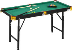 SPORTNOW Masă de Biliard Reglabilă pe Înălțime cu Accesorii, Masă din MDF și Oțel Carom, 140x60x55-75 cm, Verde | Aosom Romania (A70-082V00GN)