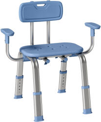 HOMCOM Taburet de duș scaun de duș ergonomic cu mânere, spătar, înălțime și șezut reglabile, albastru | Aosom Romania (712-078V00BU)
