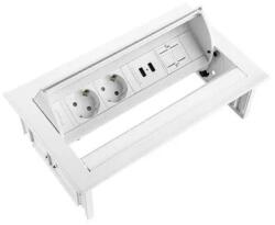 Fellowes Priza modulara eGST, Filex Power Desk In, 2x 230V, USB A+C, Keystone, alb, Fellowes 681074