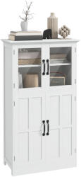 HOMCOM Bufet de bucătărie aragaz cu depozitare multi-rang, 2 dulapuri, uși din sticlă, 4 rafturi din lemn alb | Aosom Romania (838-385V80WT) Bufet