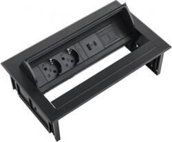 Fellowes Priza modulara eGST, Filex Power Desk In, 2x 230V, USB A+C, Keystone, negru, Fellowes 681076