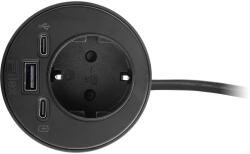 Fellowes Priza modulara, Schuko, Power-Spot Filex, USB A+C, extensie USB C, negru, Fellowes 681100