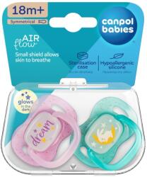 Canpol babies Canpol babies, NightGlow, suzeta simetrica din silicon, roz, 18 luni+, 2 buc