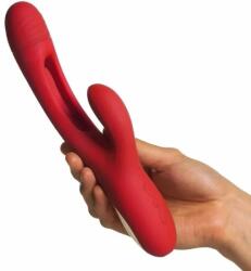 STD Vibrator Iepuras Rouge, 7 Moduri Vibratii, 7 Moduri Pulsatorii, Silicon, USB, Rosu, 24.2 cm Vibrator