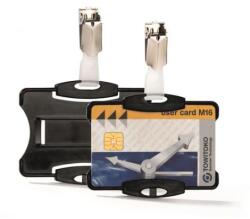Durable Suport pentru carduri de identitate, 54 x 85 mm, cu clemă, DURABLE, negru, 25 buc