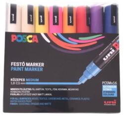 uni Marker decorativ, set, 1, 8-2, 5 mm, UNI "Posca PC-5M", 16 culori diferite, 16 buc
