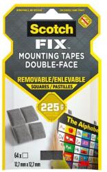 3M Pătrate adezive, față-verso, detașabile, 12, 7x12, 7 mm, 3M SCOTCH "Detașabile", 64 buc