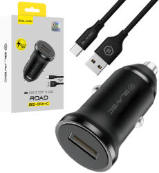 Blavec autós töltő BS-01A-C Road - USB - QC 3.0 18W USB-C kábellel (CCBS01ACR-UB) fekete - studioeszkozok