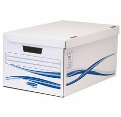 Fellowes Recipient de arhivă, cu capac cu balamale, carton, mare, FELLOWES "Bankers Box Basic", albastru-alb, 7 bucăți