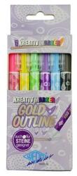 WEDO Marker, set, 1-2 mm, auriu metalizat, WEDO, cu 6 contururi de culori diferite, 6 buc