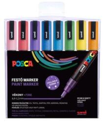 uni Marker decorativ, set, 0, 9-1, 3 mm, UNI "Posca PC-3ML", 8 culori diferite cu sclipici, 8 buc