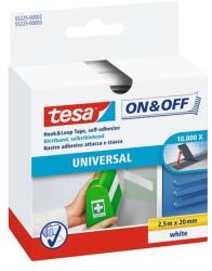 tesa Velcro, autoadeziv, 20 mm x 2, 5 m, TESA "On&Off", alb, 2m