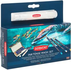 Derwent Professional Inktense teljes rajzkészlet, Fémdoboz, Színes ceruzák, Ecset tartállyal, Szórófejes flakon, Egyszerű ecset, 12 db/készlet (DW2302584)