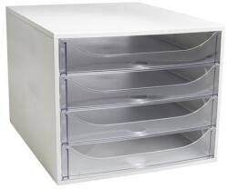 Exacompta Cutie pentru depozitare documente, plastic, cu 4 sertare, EXACOMPTA "Ecobox Office", gri-transparentă Dulap arhivare