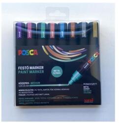 uni Marker decorativ, 1, 8-2, 5 mm, UNI "Posca PC-5M", 8 culori metalice diferite, 8 buc