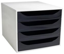 Exacompta Cutie pentru documente, plastic, cu 4 sertare, EXACOMPTA "Ecobox Office", gri-negru Dulap arhivare