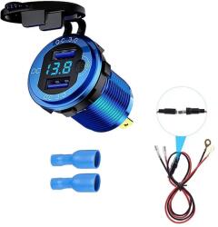  Beépíthető fém DUAL USB gyorstöltő feszültség kijelzéssel