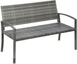 Aosom 2 személyes polyrattan kerti pad rattan hatású acél vázzal 2 személyes 122x60x87 cm barna