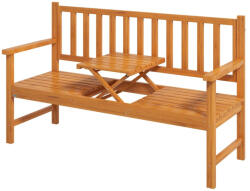 Aosom Fa kerti pad asztallal 2-3 személyes kerti pad lehajtható asztallal 153x56x91 cm világosbarna