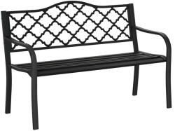Aosom Öntöttvas kerti pad 2 személyes fém pad háttámlával antik stílusú 240 kg teherbírás kerti bútor 128x58, 5x89 cm fekete
