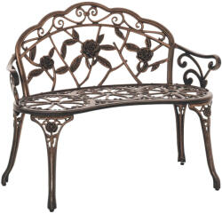 Aosom 2 személyes fém kerti pad retro stílusban 100x54x78 cm bronz