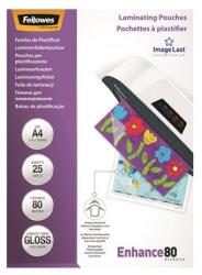 Fellowes Lamináló fólia, 80 mikron, A4, fényes, 25 db, FELLOWES, 25 db