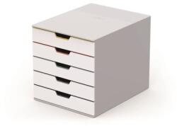 DURABLE Fiókos doboz, műanyag, 5 fiókkal, DURABLE "VARICOLOR® 5", fehér