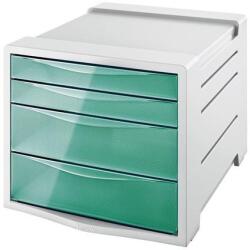 Esselte Fiókos irattartó doboz, műanyag, 4 fiókkal, ESSELTE "Colour`Breeze", átlátszó zöld