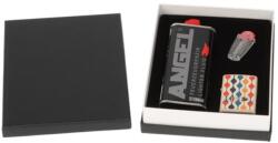 Zippo ajándék szett - Retro mintás dizájnú benzines öngyújtó, 125 ml benzin és tűzkő készlet díszdobozban (Z-190227)