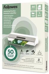 Fellowes Lamináló fólia, 80 mikron, A6, fényes, 100 db, FELLOWES "Light", 100 db