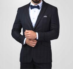  Férfi öltöny blézer finom kockás csokoládébarna Slim 182/104