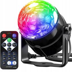 MAXSELL Diszkó Projektor Disco Gömb Forgó Lézer Reflektor Led Rgb Távirányító (KULA DISCO RGB LUSTRZANA NA IMPREZE)