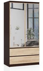  DULAP S 90 cm 2 UȘI 2 SERTARE 2 OGLINZI PK WENGE / SONOMA Comoda