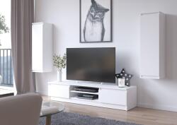  Perete de living CLP - set de mobilier vitrină + dulap TV alb Comoda