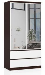  DULAP CU 2 UȘI, 2 SERTARE, 2 OGLINZI, 90 cm, WENGE / ALB Comoda