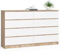  Comodă K160 8sz Clp Pk Stejar Sonoma / Alb Comoda