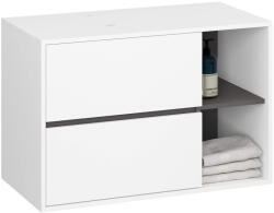  Dulap De Baie Sub Lavoar Cu Orificii Vami W90 Um 2sz 2p Alb / Gri Grafit Comoda