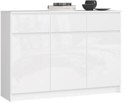  Comodă K140 3d 3sz Clp Pk Alb Lucioas Comoda