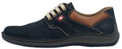RIEKER Pantofi barbati, albastru inchis, casual, piele naturala, perforati, cu talpa joasa, Rieker 05207-15-Albastru-Inchis (Marime: 44) (05207-15-Albastru-Inchis-44)
